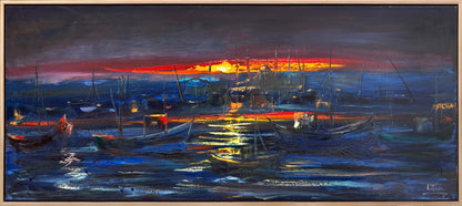 Boğazda Bir Gece Yağlı Boya Tablosu