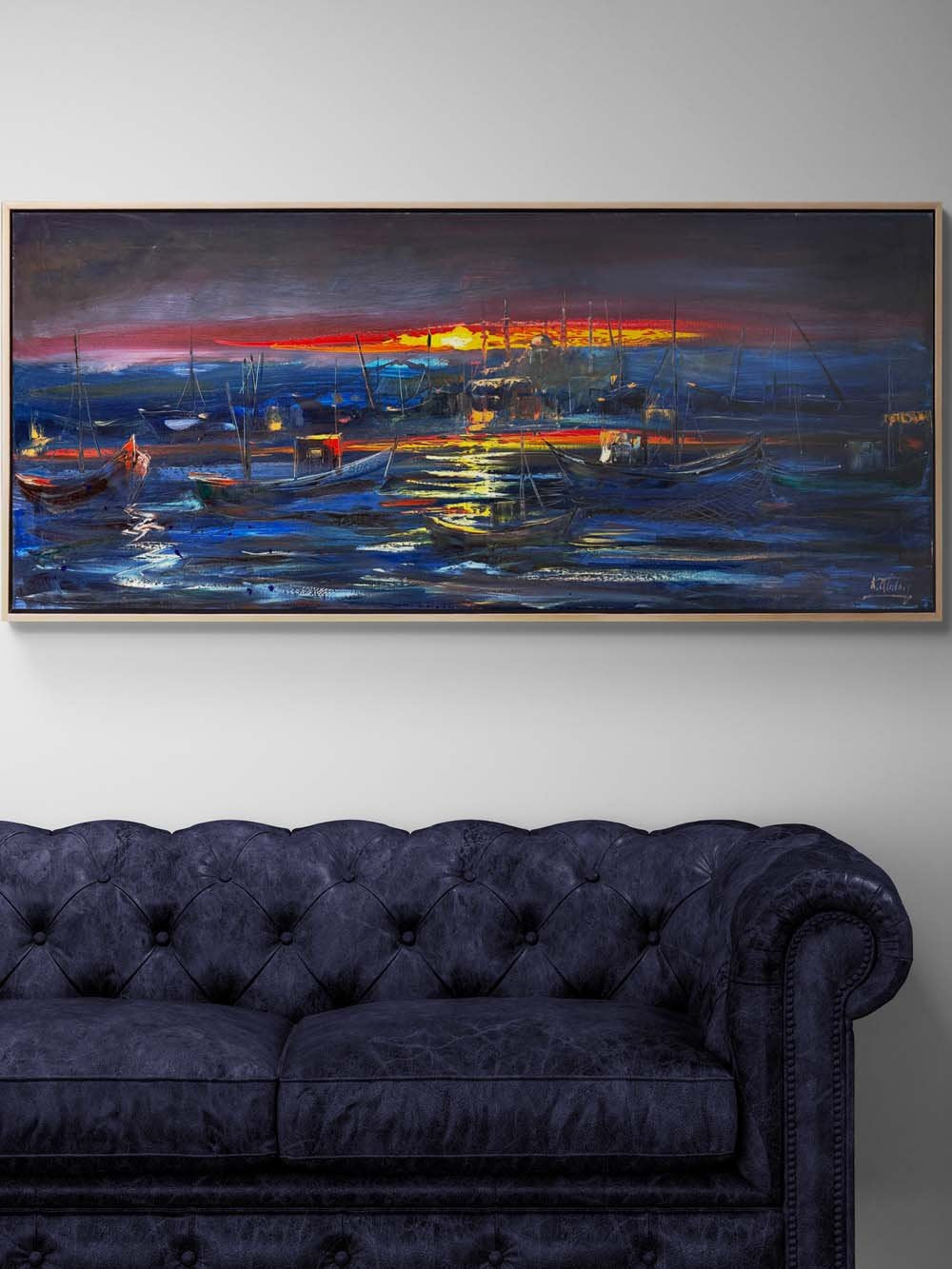 Boğazda Bir Gece Yağlı Boya Tablosu