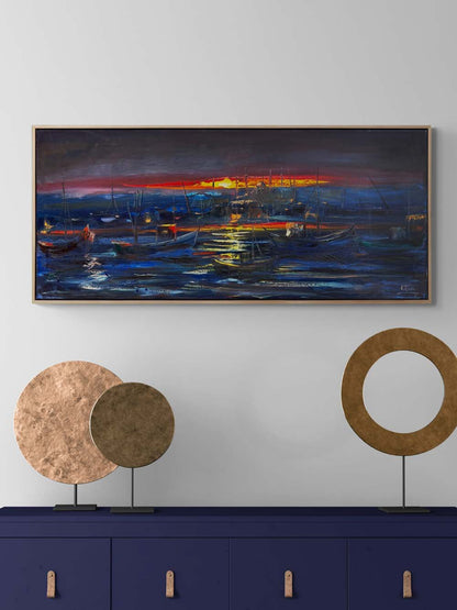 Boğazda Bir Gece Yağlı Boya Tablosu