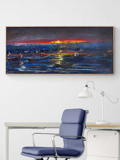 Boğazda Bir Gece Yağlı Boya Tablosu