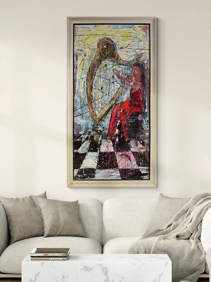 Arpın Kalbindeki Kadın Yağlı Boya Tablosu