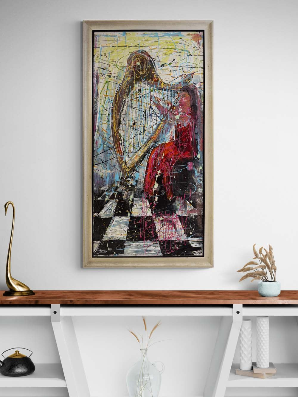 Arpın Kalbindeki Kadın Yağlı Boya Tablosu