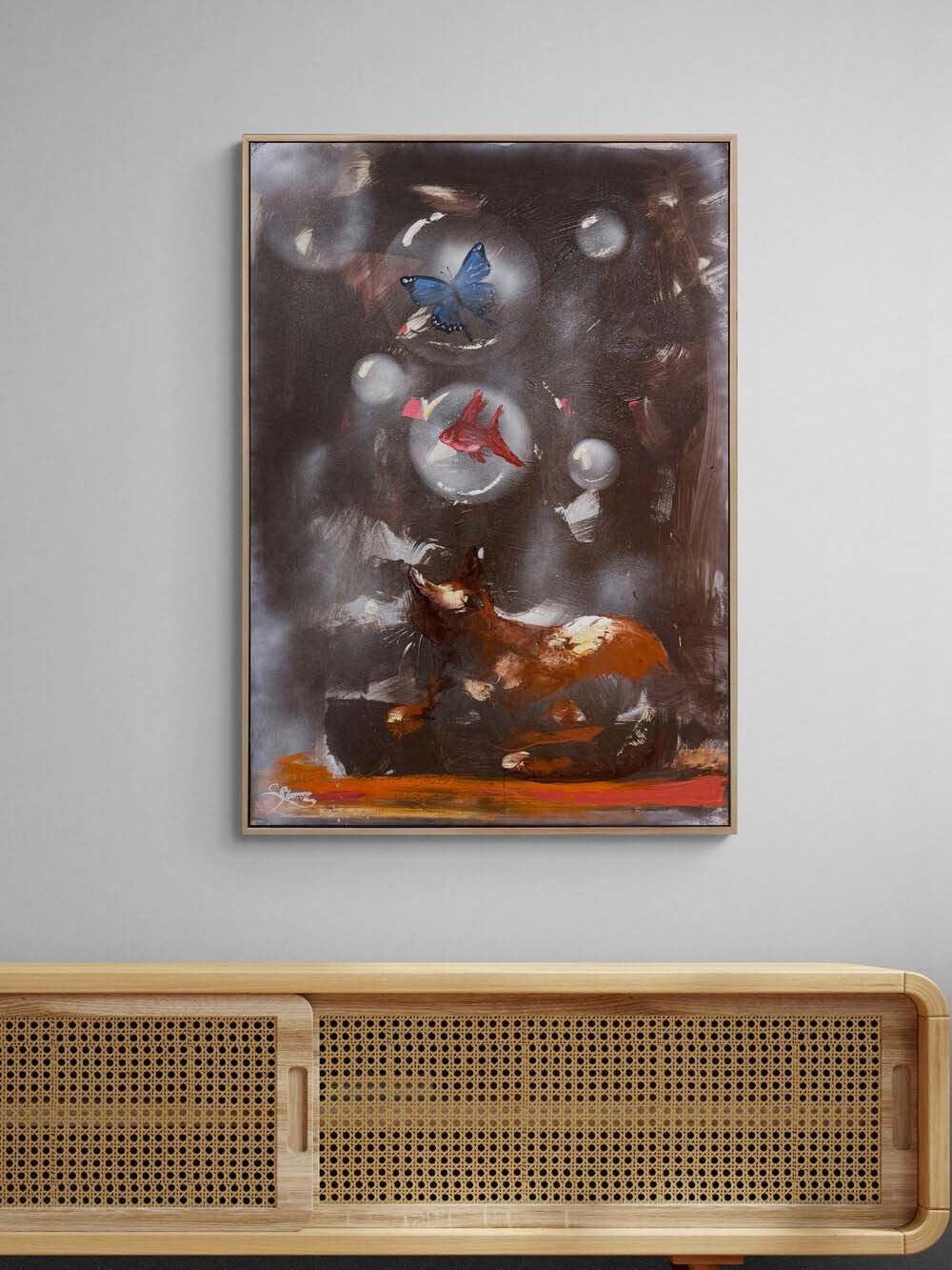 Hayalin Peşinde Kedi Yağlı Boya Tablosu