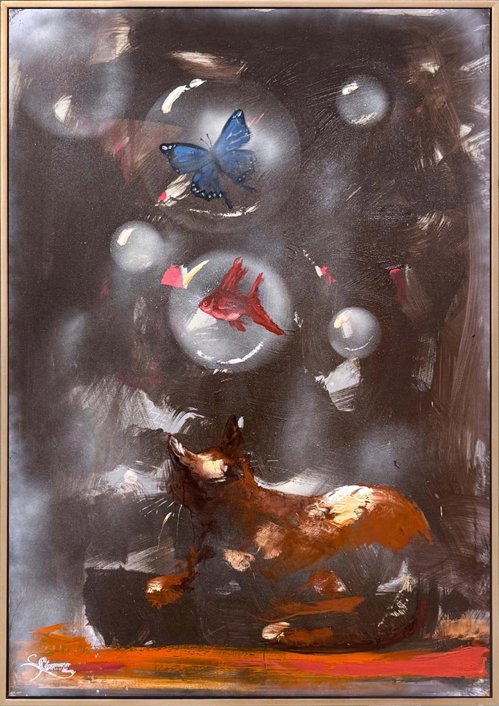 Hayalin Peşinde Kedi Yağlı Boya Tablosu