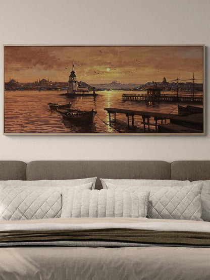 Kız Kulesi’nde Akşam Ezgisi Yağlı Boya Tablosu