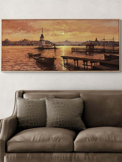 Kız Kulesi’nde Akşam Ezgisi Yağlı Boya Tablosu