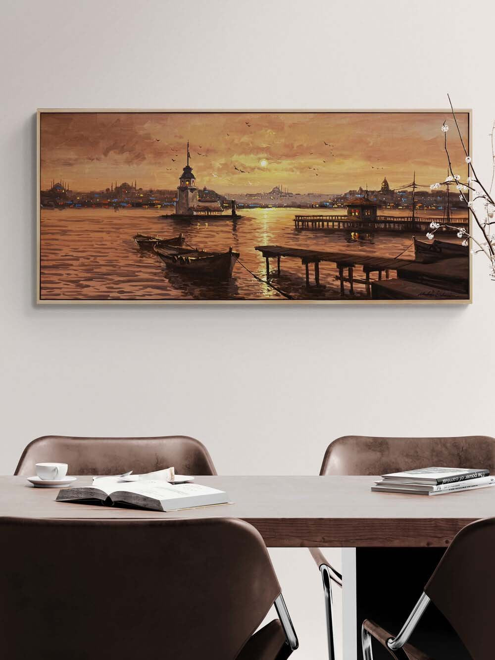 Kız Kulesi’nde Akşam Ezgisi Yağlı Boya Tablosu