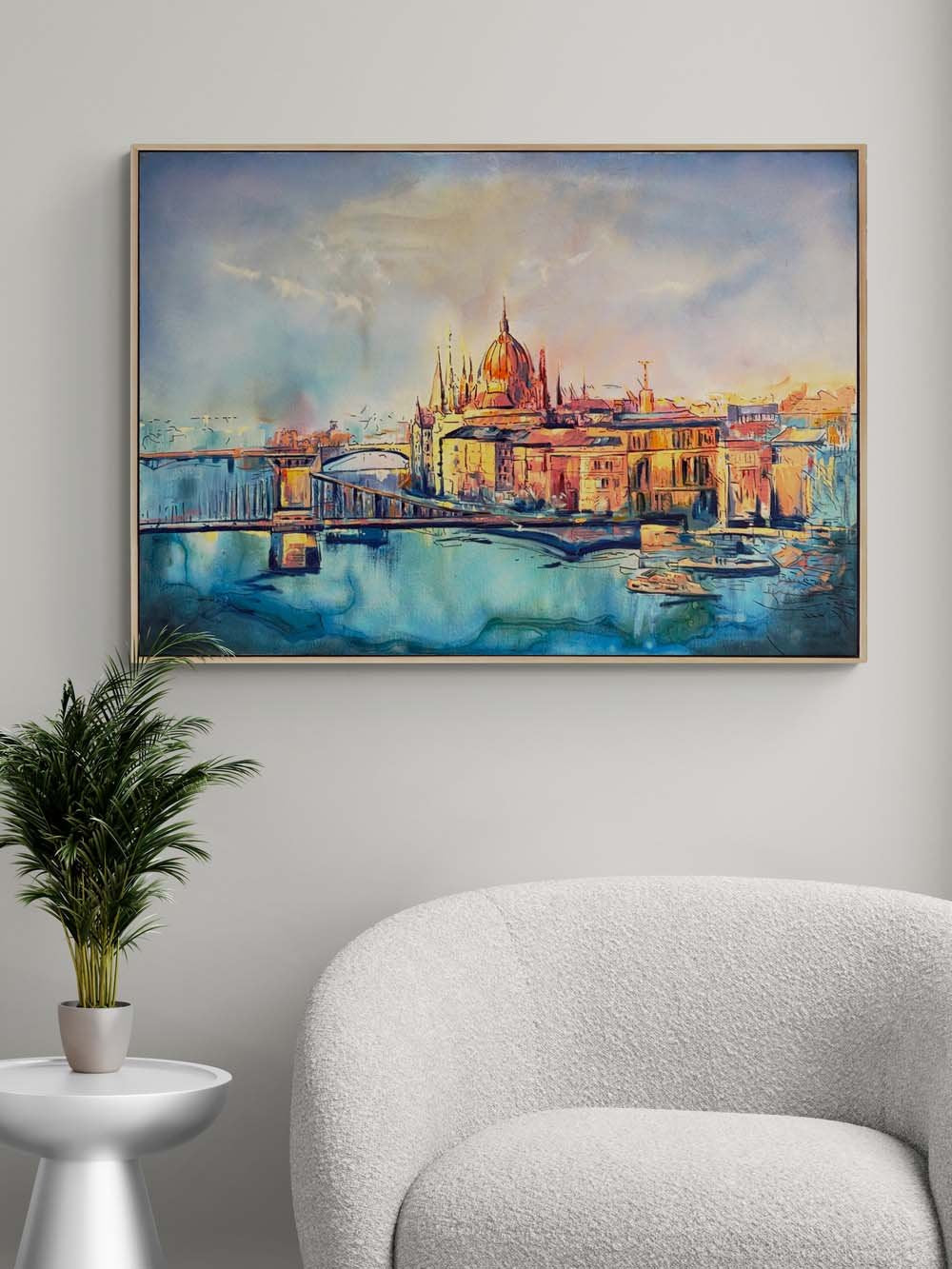 Fırça Darbelerinde Budapeşte Yağlı Boya Tablosu