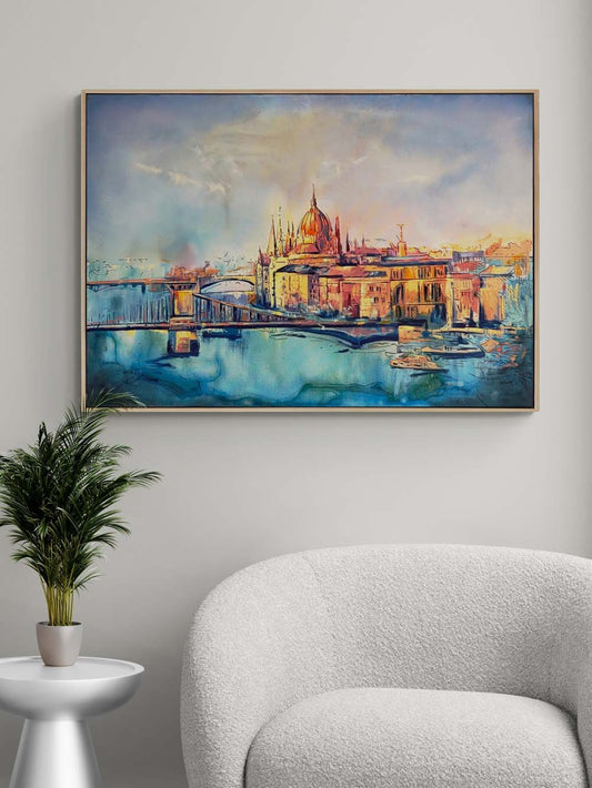 Fırça Darbelerinde Budapeşte Yağlı Boya Tablosu