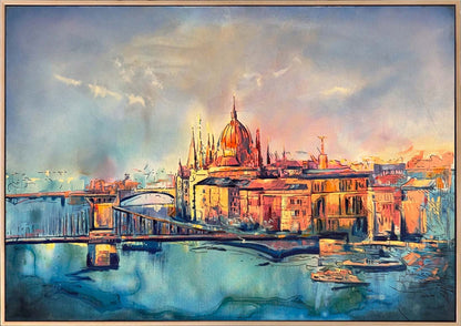 Fırça Darbelerinde Budapeşte Yağlı Boya Tablosu