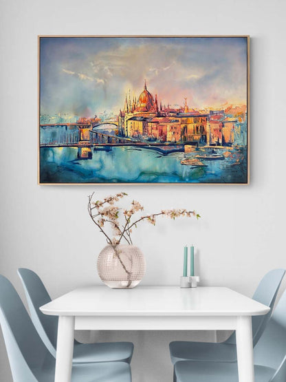 Fırça Darbelerinde Budapeşte Yağlı Boya Tablosu