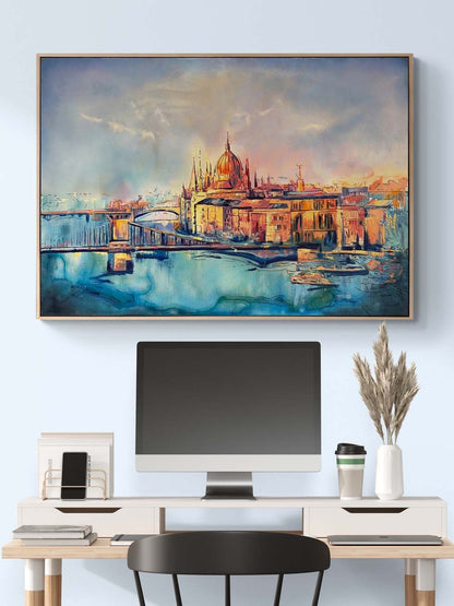 Fırça Darbelerinde Budapeşte Yağlı Boya Tablosu