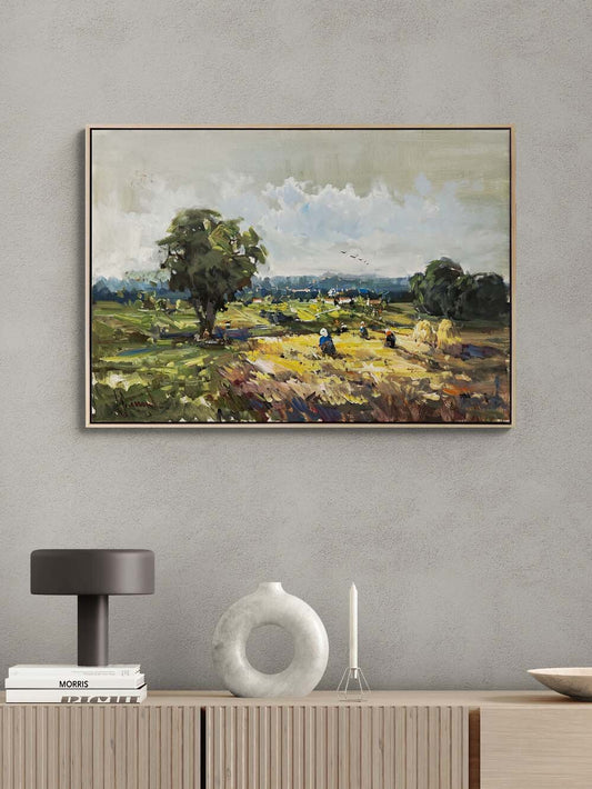 Köyde Hasat Zamanı Yağlı Boya Tablosu