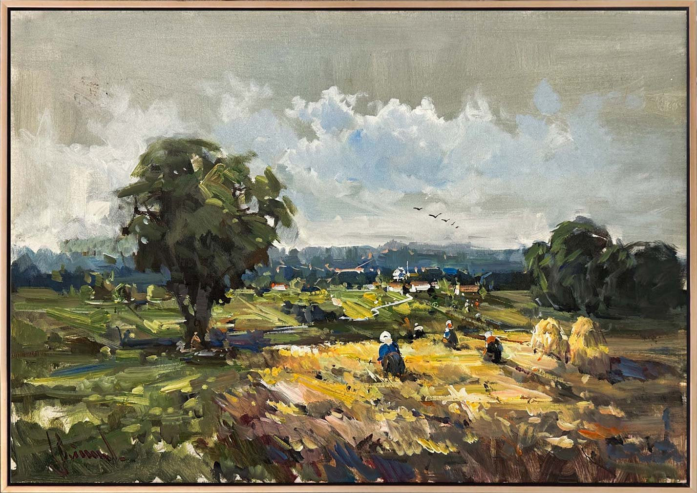 Köyde Hasat Zamanı Yağlı Boya Tablosu