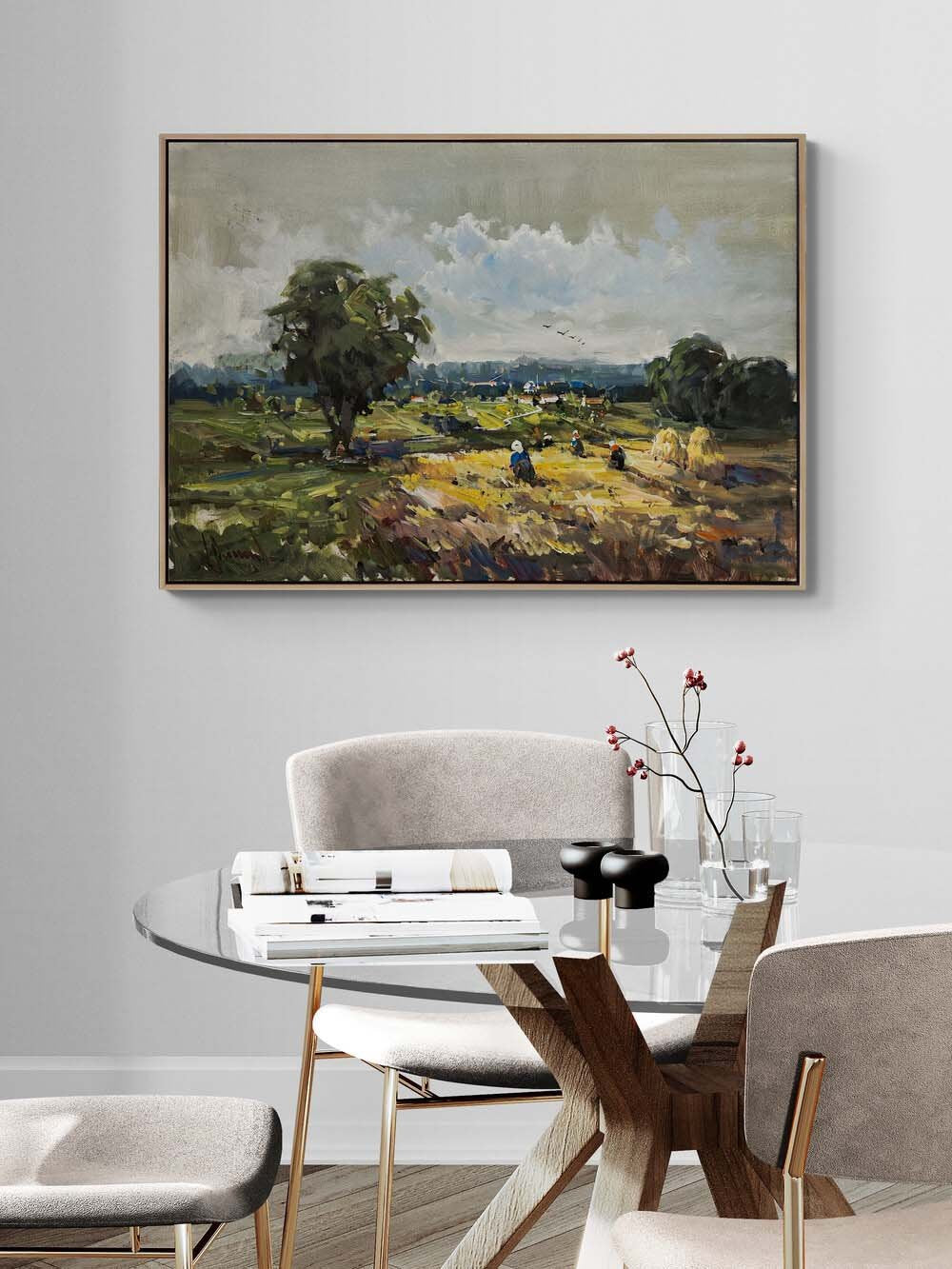 Köyde Hasat Zamanı Yağlı Boya Tablosu