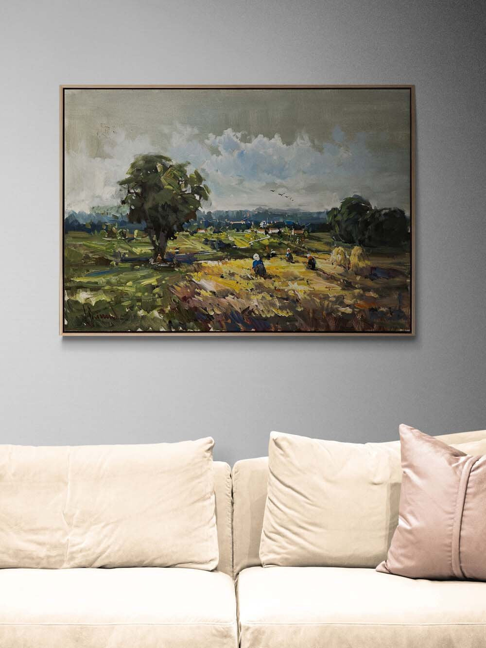 Köyde Hasat Zamanı Yağlı Boya Tablosu