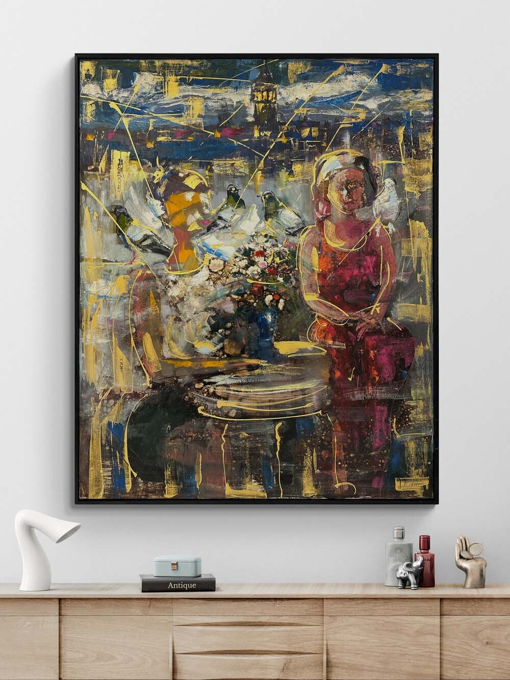 Boğazda Aşkın Silueti Yağlı Boya Tablosu