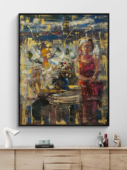 Boğazda Aşkın Silueti Yağlı Boya Tablosu