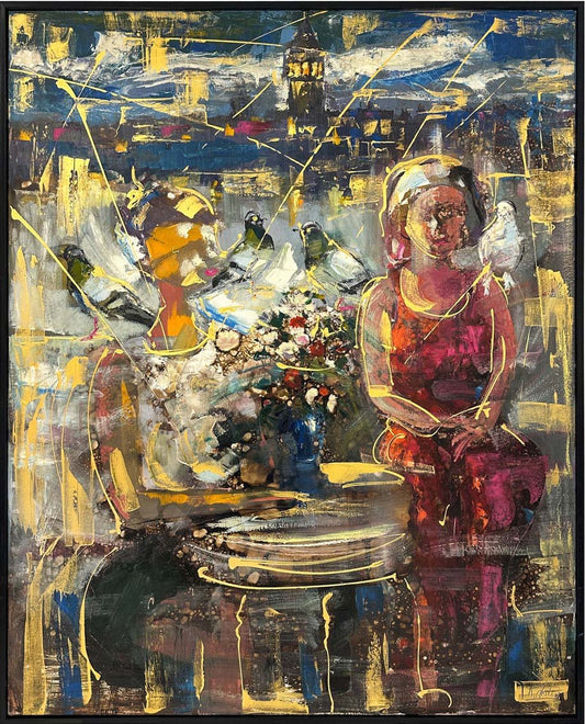 Boğazda Aşkın Silueti Yağlı Boya Tablosu