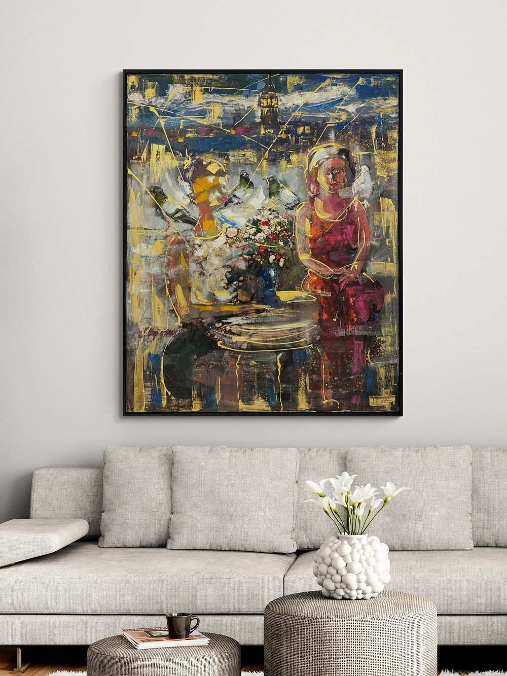 Boğazda Aşkın Silueti Yağlı Boya Tablosu