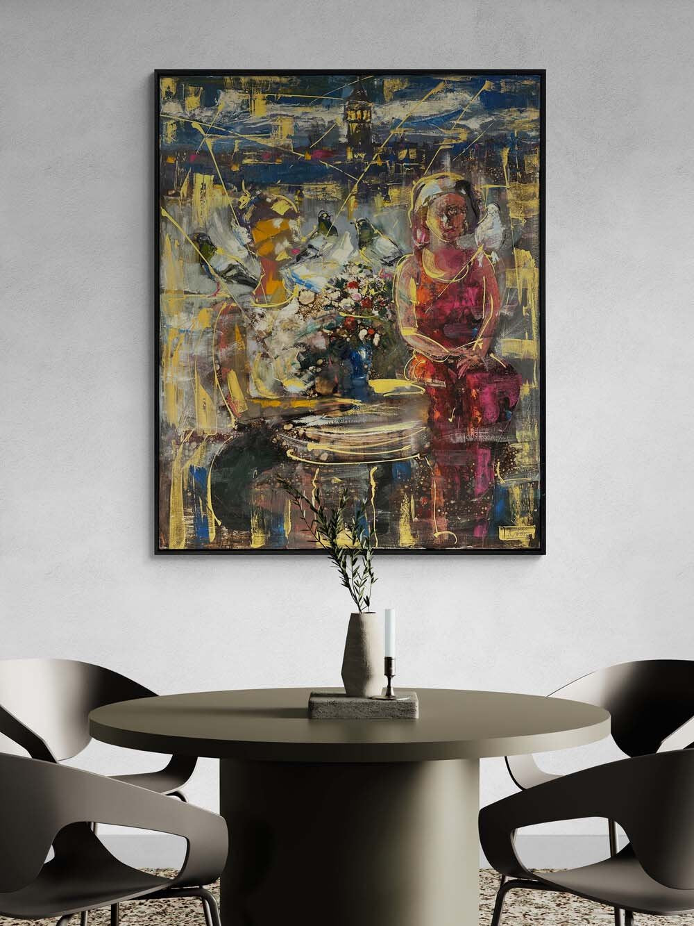 Boğazda Aşkın Silueti Yağlı Boya Tablosu