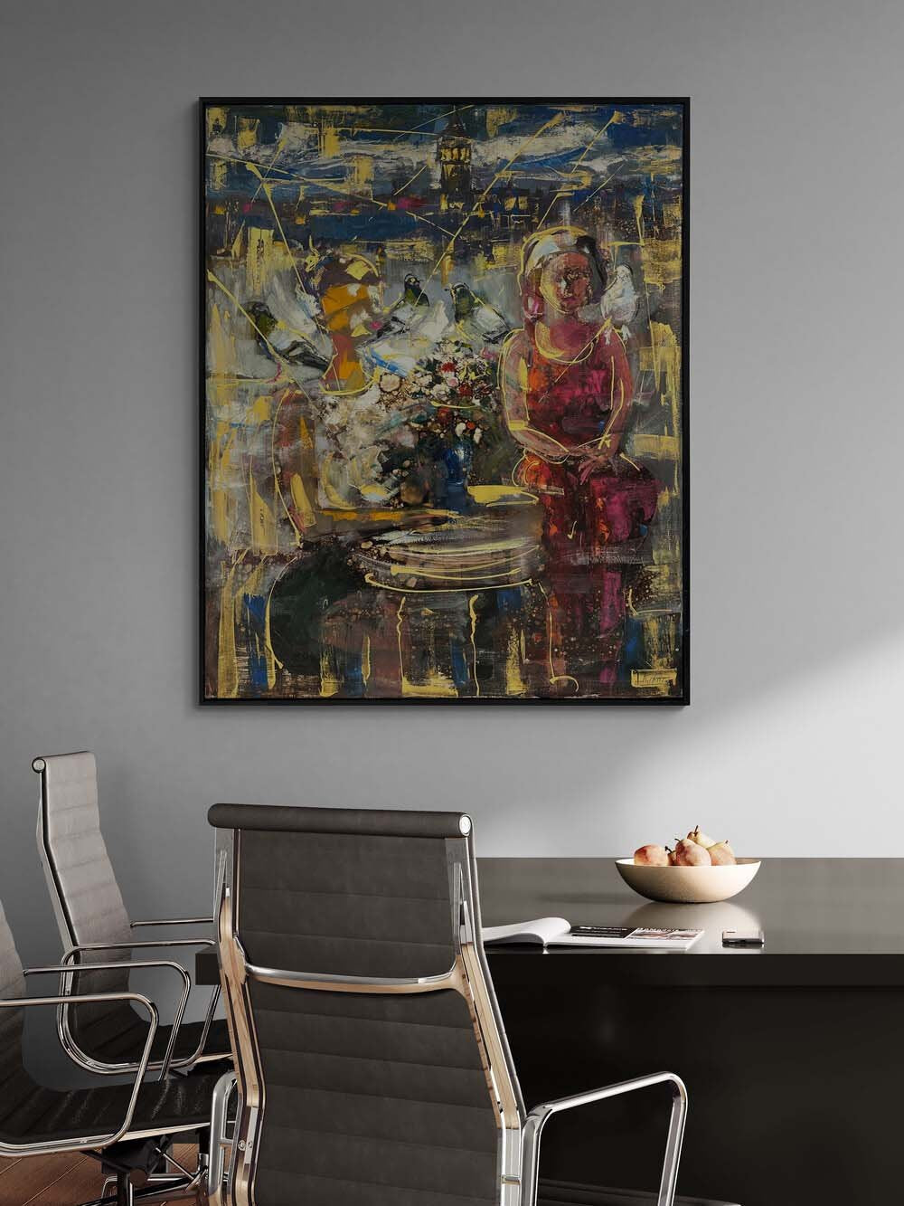 Boğazda Aşkın Silueti Yağlı Boya Tablosu