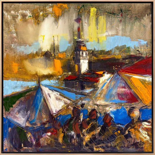 Kız Kulesi Aşkın Sembolü Yağlı Boya Tablosu