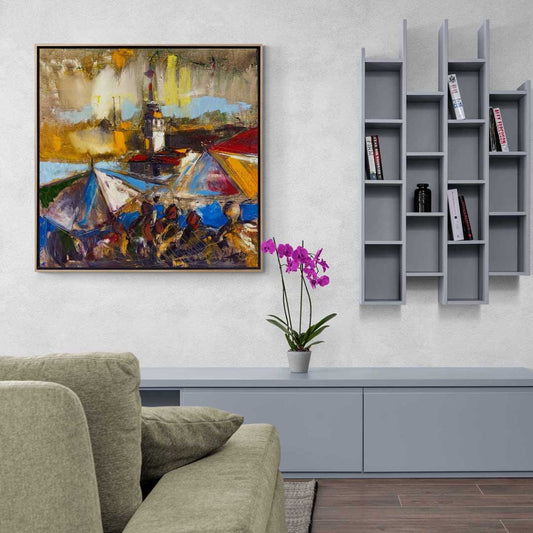 Kız Kulesi Aşkın Sembolü Yağlı Boya Tablosu