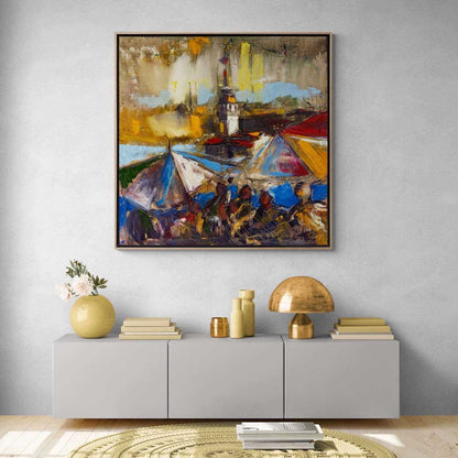 Kız Kulesi Aşkın Sembolü Yağlı Boya Tablosu