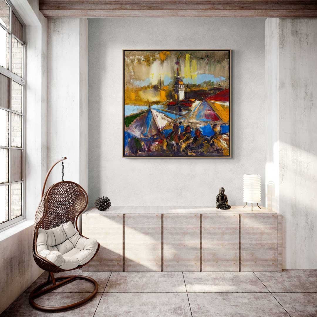 Kız Kulesi Aşkın Sembolü Yağlı Boya Tablosu