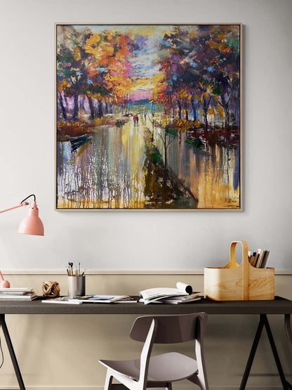 Sonbaharda El Ele Yağlı Boya Tablosu