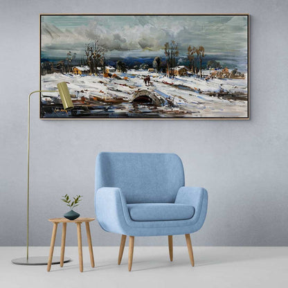 Taş Köprüden Geçerken Yağlı Boya Tablosu