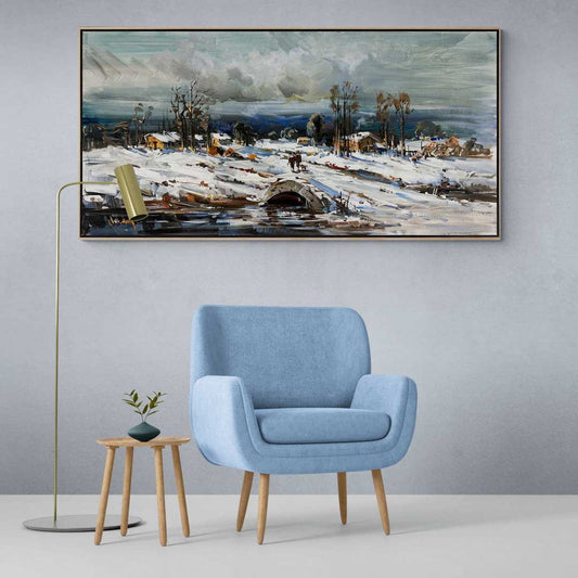 Taş Köprüden Geçerken Yağlı Boya Tablosu