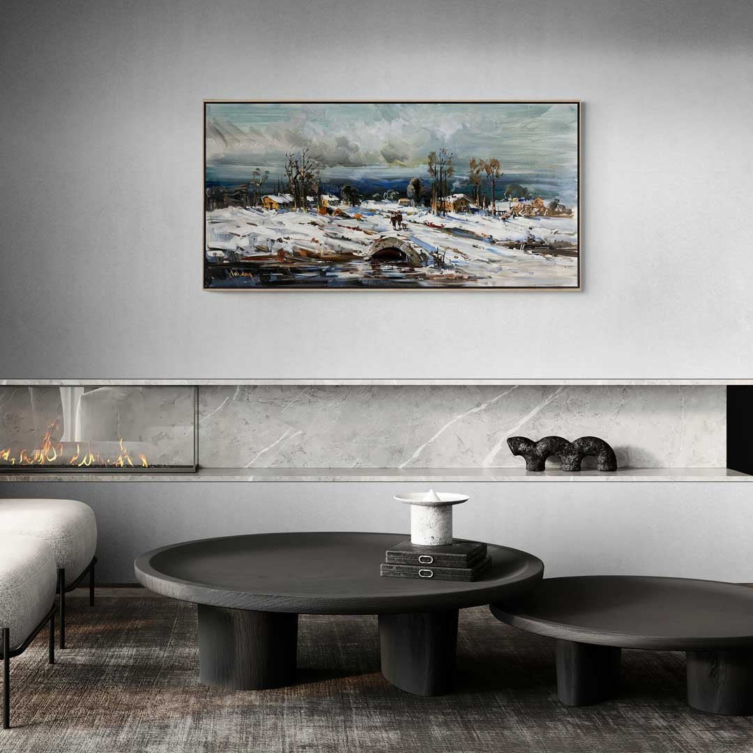 Taş Köprüden Geçerken Yağlı Boya Tablosu