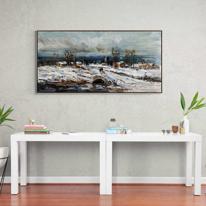 Taş Köprüden Geçerken Yağlı Boya Tablosu