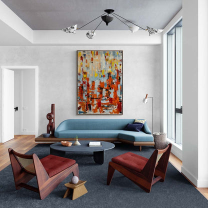 Soyut Renk Akışı Yağlı Boya Tablosu