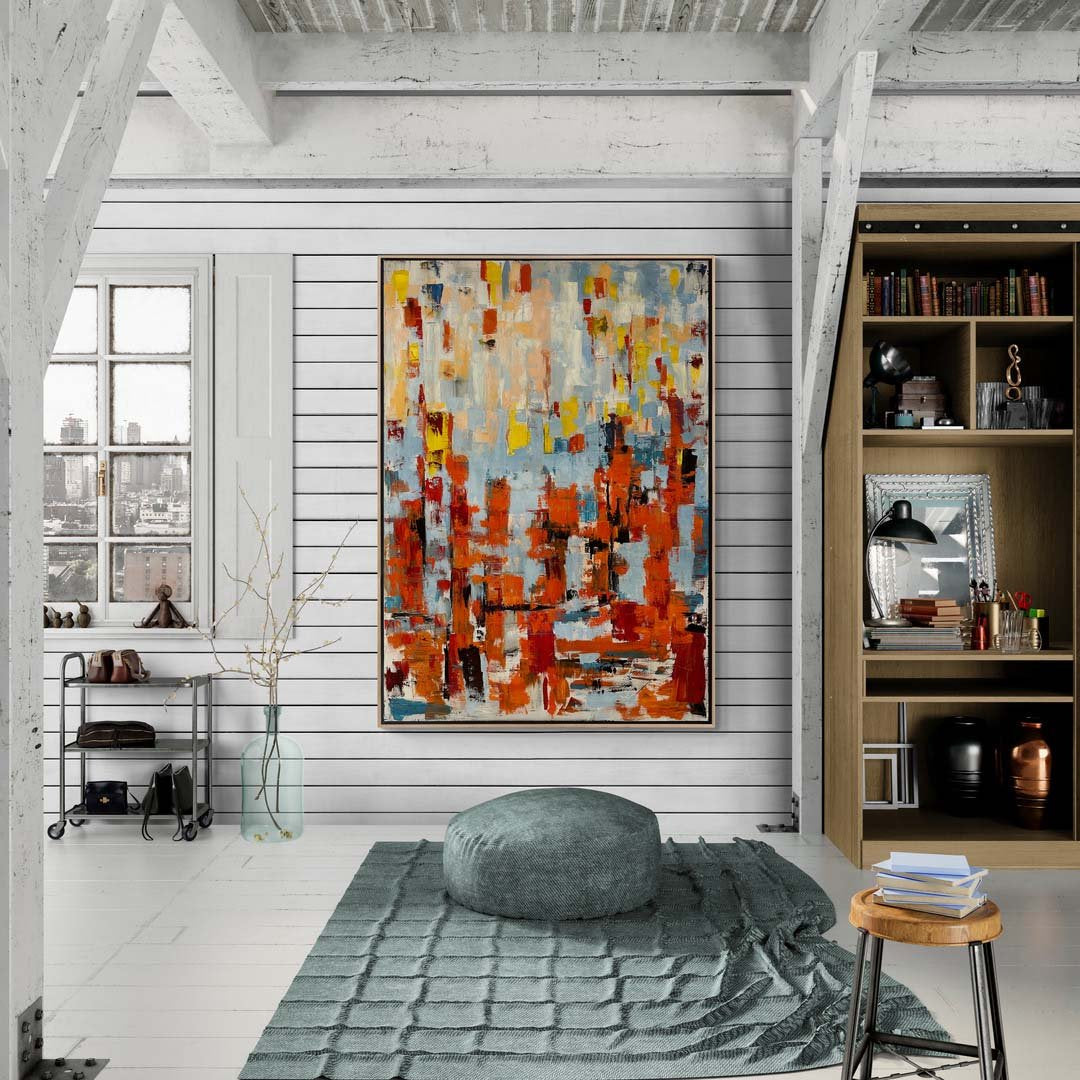 Soyut Renk Akışı Yağlı Boya Tablosu