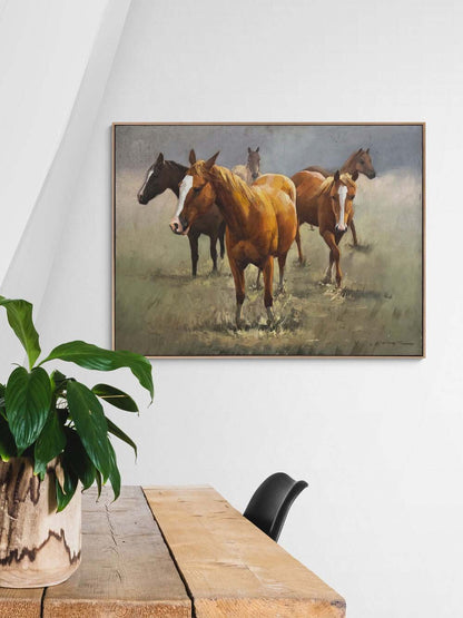 Bozkırın Özgür Atları Yağlı Boya Tablosu
