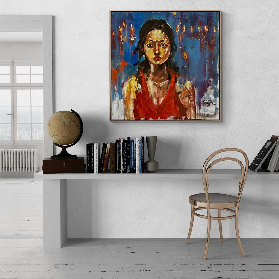 Kırmızı Mavi Yağlı Boya Tablosu