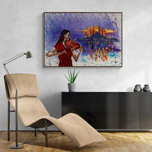 Kırmızılı Kemancı Yağlı Boya Tablosu