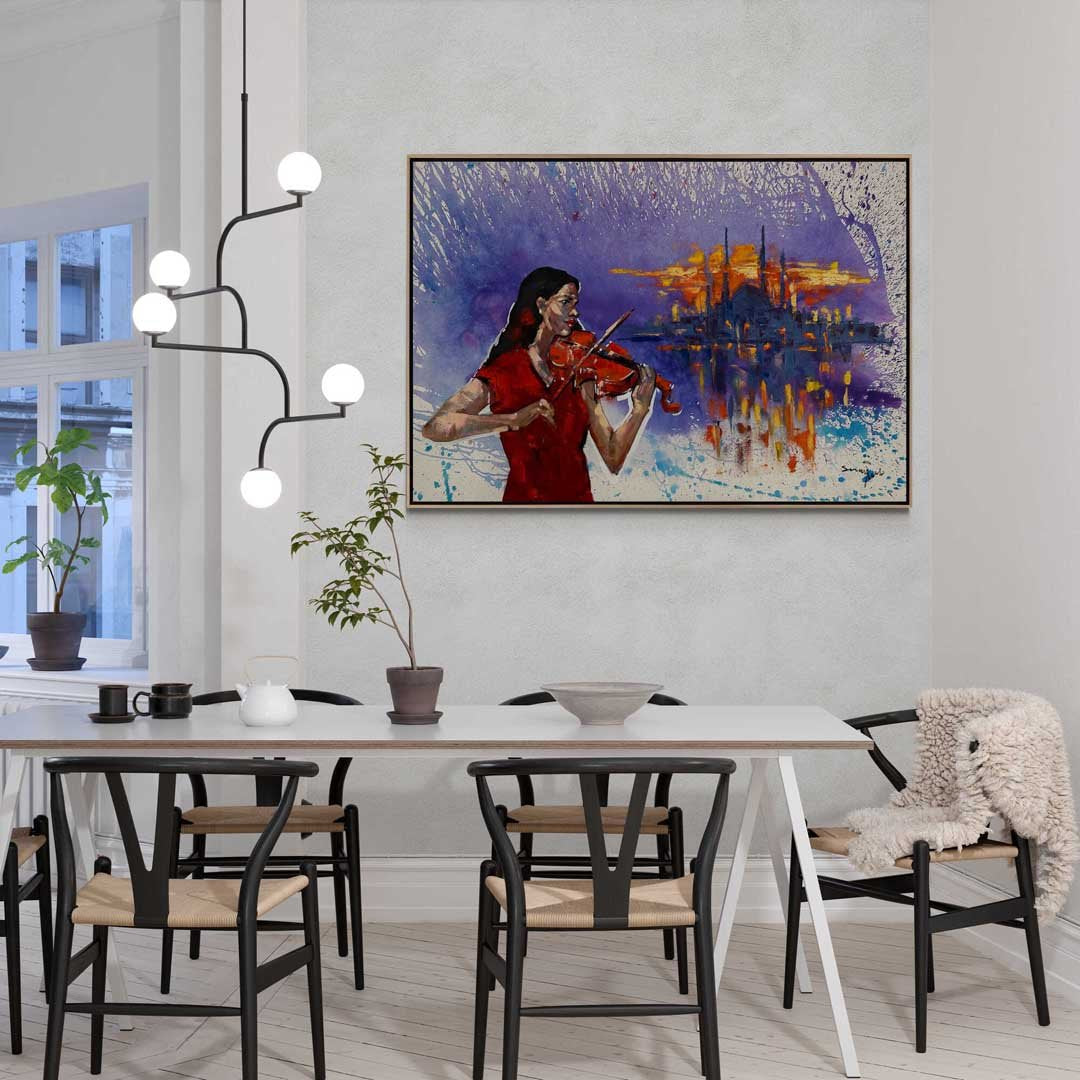 Kırmızılı Kemancı Yağlı Boya Tablosu