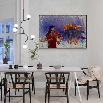 Kırmızılı Kemancı Yağlı Boya Tablosu