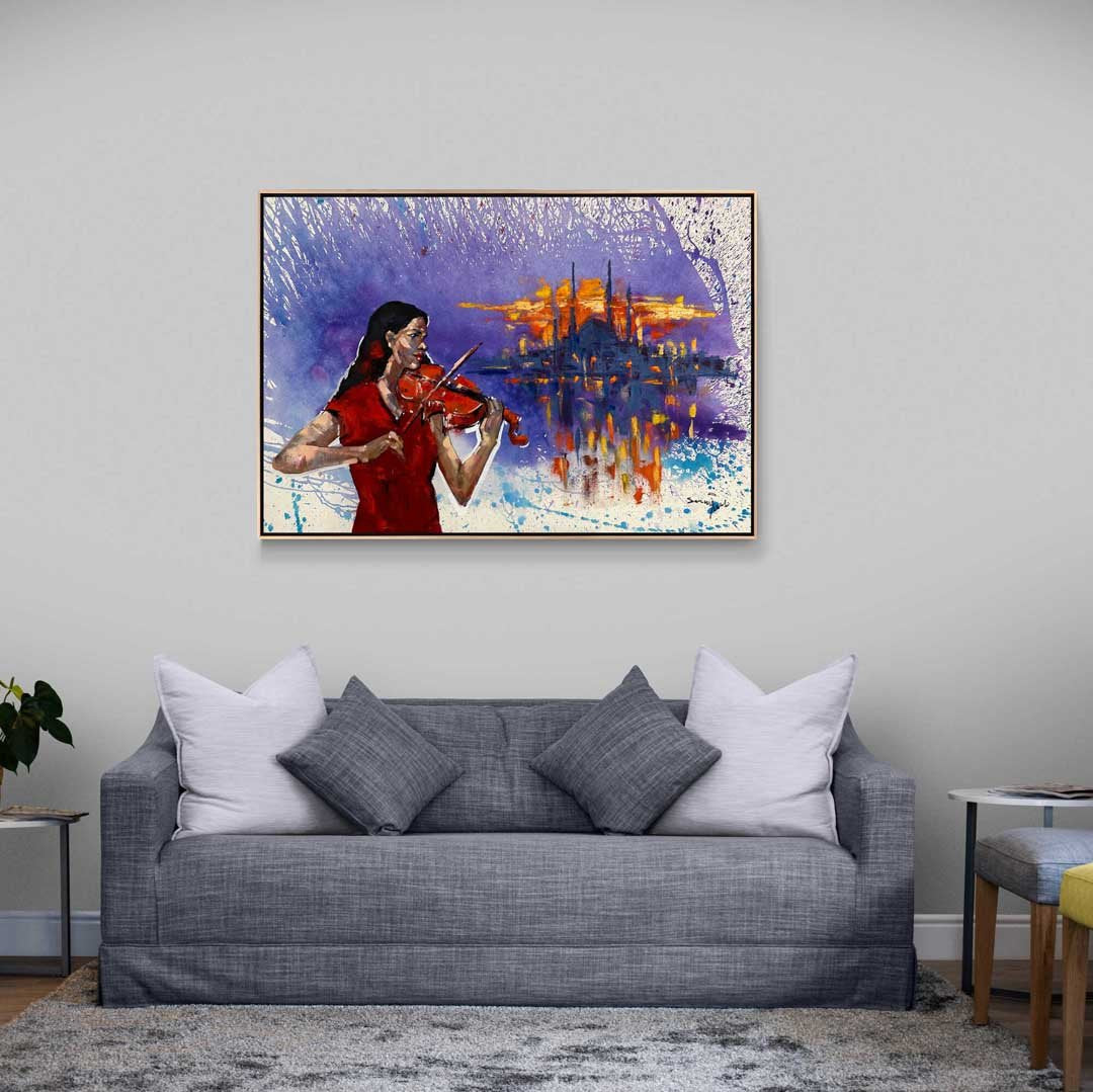 Kırmızılı Kemancı Yağlı Boya Tablosu