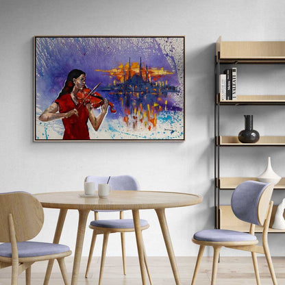 Kırmızılı Kemancı Yağlı Boya Tablosu