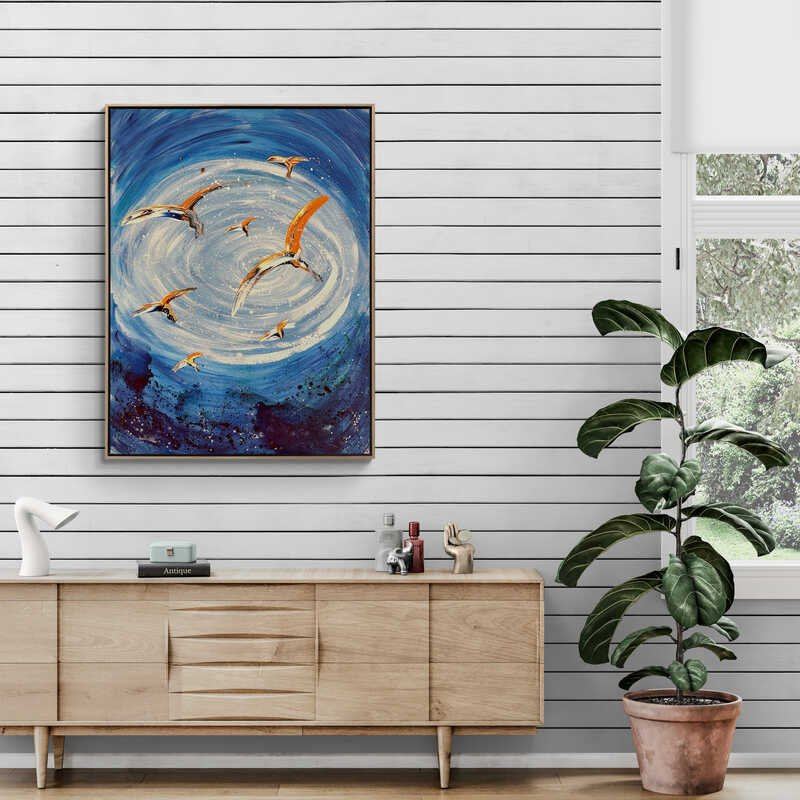 Turuncu Kanatlar Yağlı Boya Tablosu