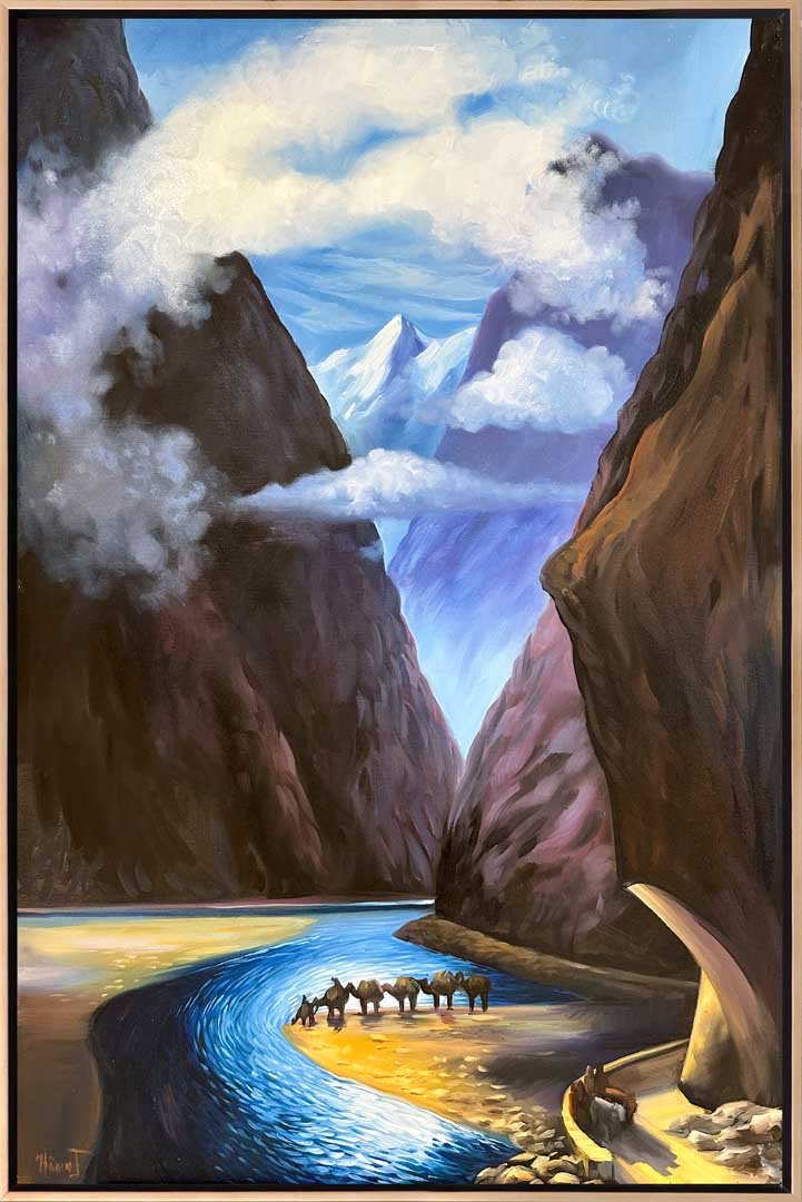Kanyondaki Kervan Yağlı Boya Tablosu