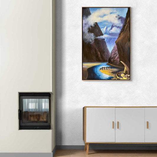 Kanyondaki Kervan Yağlı Boya Tablosu