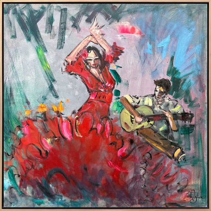 Kırmızılı Dans Yağlı Boya Tablosu