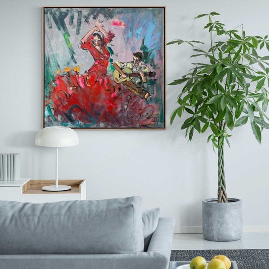 Kırmızılı Dans Yağlı Boya Tablosu