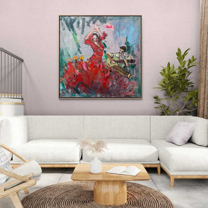 Kırmızılı Dans Yağlı Boya Tablosu